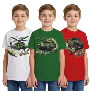 Personalised Multipack Boys Army Vehicles T Shirts Custom Kids' Graphic T-shirts Purple Print House