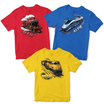 Personalised Multipack Boys Trains T Shirts Steam Cargo Personalised Multipack Boys Trains T Shirts Steam Cargo Kids' Graphic T-shirts Purple Print House