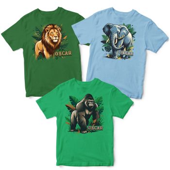 Personalised Multipack Boys Jungle T Shirts 3 Pack Personalised Multipack Boys Jungle T Shirts 3 Pack Kids' Graphic T-shirts Purple Print House
