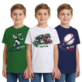 Personalised Multipack Boys Rugby T Shirts 3 Pack Player Kids' Graphic T-shirts Purple Print House