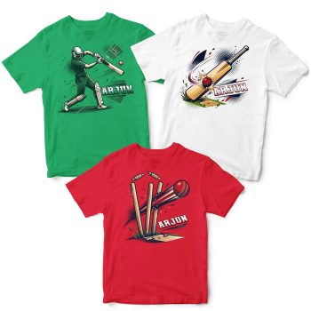 Personalised Multipack Boys Cricket T Shirts Custom Name Kids' Graphic T-shirts Purple Print House
