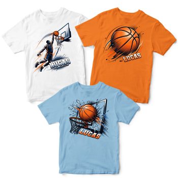 Personalised Multipack Boys Basketball T Shirts Hoops Kids' Graphic T-shirts Purple Print House