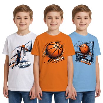 Personalised Multipack Boys Basketball T Shirts Hoops Kids' Graphic T-shirts Purple Print House