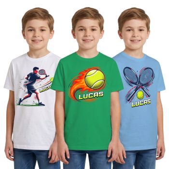 Personalised Multipack Boys Tennis T Shirts Rackets Kids' Graphic T-shirts Purple Print House