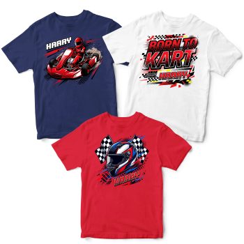 Personalised Multipack Boys Go Karting T Shirts Racing Kids' Graphic T-shirts Purple Print House