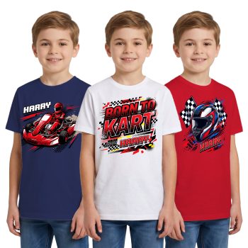 Personalised Multipack Boys Go Karting T Shirts Racing Kids' Graphic T-shirts Purple Print House
