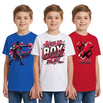 Personalised Multipack Boys Boxing T Shirts 3 Pack Kids' Graphic T-shirts Purple Print House