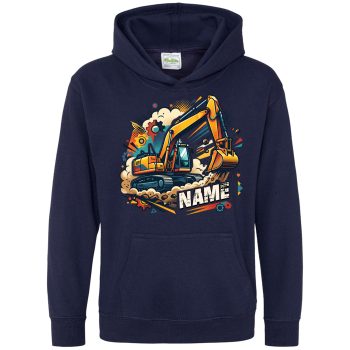 Personalised Boys Digger Hoodie Construction Vehicles Kids' Hoodies Purple Print House