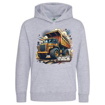 Personalised Boys Dumper Truck Hoodie Custom Name Gift Kids' Hoodies Purple Print House