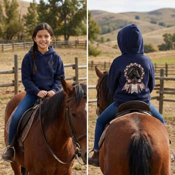 Girls Personalised Horse Hoodie Equestrian Ribbon Kids' Hoodies Purple Print House